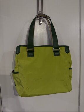 Tumi Lime Green Two-Tone Nylon Tote Bag